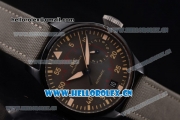 IWC Big Pilot Swiss Valjoux 7750 Automatic PVD Case with Brown Dial Stick/Arabic Numeral Markers and Grey Leather Strap (ZF)