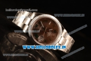 Rolex Datejust Oyster Perpetual Swiss ETA 2836 Automatic Steel Case Roman Numeral Markers With Brown Dial Steel Bracelet (BP)