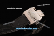 Cartier Santos 100 Swiss ETA 2824 Automatic Steel Case with Black Leather Strap Diamond Bezel and White Dial - 1:1 Original
