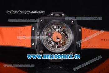 Hublot Masterpiece MP 08 Antikythera Sunmoon Asia 2813 Automatic PVD Case Skeleton Dial Orange Leather Strap and White Markers