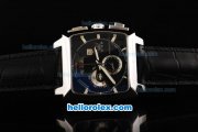Tag Heuer New Model Monaco Calibre 12 Chronograph Miyota Quartz Movement Silver Case with Black Leather Strap and Black Diad Tag Heuer New Model Monaco Calibre 12 Chronograph Miyota Quartz Movement Silver Case with Black Leather Strap and Black Diad