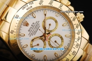 Rolex Daytona Automatic Movement Full Gold with White Dial and Stick Marker