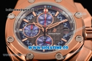 Audemars Piguet Royal Oak Offshore Miyota Quartz Rose Gold Case with Grey/Blue Dial and Blue Rubber Strap - Stick Markers (EF)