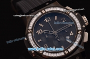 Hublot Big Bang Chronograph Miyota OS20 Quartz PVD Case with Black Dial and Diamond Bezel 7750 Coating