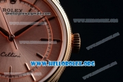 Rolex Cellini Time Clone Rolex 3132 Automatic Rose Gold Case with Rose Gold Dial and Brown Leather Strap - 1:1 Origianl (BP)