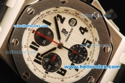 Audemars Piguet Royal Oak Offshore Chronograph Swiss Valjoux 7750 Automatic Movement Steel Case with Black Markers and Black Leather Strap