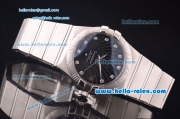 Omega Constellation Asia 2813 Automatic Full Steel Case with Blue Dial and Diamond Markers