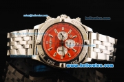 Breitling Chronomat B01 Chronograph Quartz Movement Full Steel with Orange Dial and Stick Markers