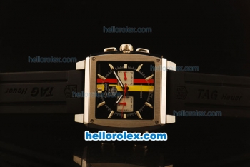 Tag Heuer Monaco Sixty Nine Miyota Quartz Steel Case with Black Dial and Black Rubber Strap