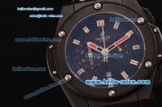 Hublot King Power Chronograph Miyota OS20 Quartz PVD Case with Black Rubber Strap Stick Markers and Black Dial