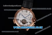 Cartier Ballon Bleu De Tourbillon Asia ST25 Automatic Rose Gold Case with Silver Dial and Black Leather Strap