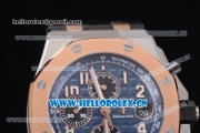 Audemars Piguet Royal Oak Offshore Clone AP Calibre 3126 Automatic Steel Case with Blue Dial Arabic Numeral Markers and Black Leather Strap - 1:1 Original (JF)