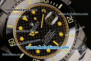 Rolex Submariner Asia 2813 Automatic PVD Case with Yellow Markers and Carbon Fiber Dial