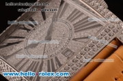 Franck Muller Master Square Swiss ETA 2824 Automatic Steel Case Diamond Bezel with Orange Leather Strap and Diamond Dial