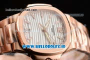 Patek Philippe Nautilus Miyota 9015 Automatic Rose Gold Case White Dial With Stick Markers Rose Gold Bracelet