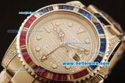 Rolex GMT Master II Swiss ETA 2836 Automatic Full Steel with Blue and Red Diamond Bezel-Diamond Dial