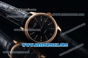 Rolex Cellini Time Clone Rolex 3132 Automatic Rose Gold Case with Black Dial and Black Leather Strap - 1:1 Origianl (BP)