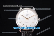 Glashutte Senator Sixties Miyota 9015 Automatic Steel Case with White Dial Black Leather Strap and Stick/Arabic Numeral Markers