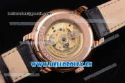 Audemars Piguet Jules Audemars Dual Time Asia ST25 Automatic Rose Gold Case Black Dial Stick Markers and Black Leather Strap