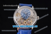 Audemars Piguet Jules Audemars Skeleton Tourbillon Asia ST25 Automatic Steel Case Blue Dial Roman Numeral Markers and Blue Leather Strap