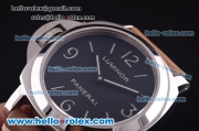 Panerai Luminor Base Pam 219 Asia 6497 Manual Winding Steel Case with Black Dial and Brwon Leather Strap