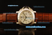 Panerai Chrono Lunimor Pam 251-K Daylight Swiss Valjoux 7753 Automatic Steel Case with White Dial and Alligator Strap-1:1 Original