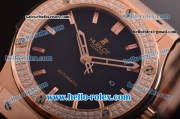 Hublot Classic Fusion Automatic Rose Gold Case with Diamond Bezel - Black Dial and Black Rubber Strap - ETA Coating