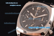 Tag Heuer Monza Chronograph Swiss Valjoux 7750-DD Automatic Steel Case with Black Dial and Black Leather Strap