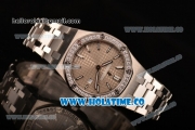 Audemars Piguet Royal Oak 33MM Miyota Quartz Steel Case/Bracelet with Grey Dial Stick Markers and Diamonds Bezel (EF)