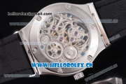 Hublot Classic Fusion Tourbillon Swiss Tourbillon Manual Winding Steel Case with Skeleton Dial Black Leather Strap and Stick Markers (GF)