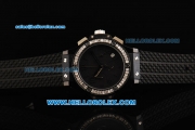 Hublot Big Bang Chronograph Swiss Quartz Movement PVD Case with Diamond Bezel and Black Rubber Strap-Lady Model