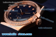 Omega Constellation Swiss ETA Quartz Rose Gold Case with Diamond Bezel and Blue Rubber Strap