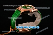 Rolex Day-Date Asia 2813 Automatic Rose Gold Case with Green Dial Stick Markers and Green Leather Strap