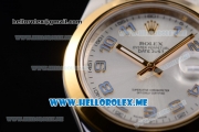 Rolex Day-Date II Asia Automatic Two Tone Case/Bracelet with Silver Dial and Arabic Numeral Markers