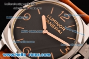 Panerai PAM00372 Luminor 1950 3 Days Clone P.3000 Manual Winding Steel Case with Black Dial and Brown Leather Strap