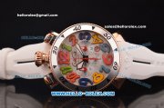 Gaga Milano Chrono 48 Miyota OS20 Quartz Rose Gold Case with Silver Dial and Colorful Numeral Markers