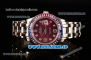 Rolex Datejust Pearlmaster Asia 2813 Automatic Full Steel with Purple Dial and Diamonds Markers - Rainbow Diamoand Bezel (BP)
