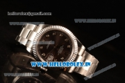 Rolex Datejust Oyster Perpetual Swiss ETA 2836 Automatic Steel Case Brown Dial With Diamonds Markers Steel Bracelet (BP)