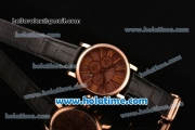 Cartier Rotonde Asia ST17 Automatic Rose Gold Case with Black Leather Strap and Brown Dial