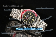 Rolex GMT Master Oyster Perpetual Automatic Movement ETA Case with Black/Red Bezel-Yellow Markers and Black Dial