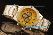Ferrari Automatic Full Steel Case with Yellow Dial and Black Markers-SS Strap