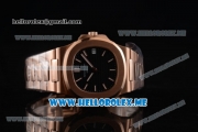 Patek Philippe Nautilus Miyota 9015 Automatic 18K Rose Gold Case/Bracelet with Black Dial and Stick Markers (BP)