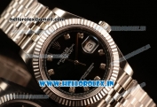 Rolex Datejust 37mm Swiss ETA 2836 Automatic Steel Case with Jubilee Steel Bezel Black Dial Diamond Steel Bracelet