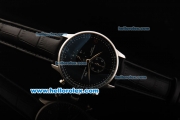 IWC Portuguese Chronograph Quartz Movement Steel Case with Black Dial and Black Leather Strap