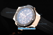 Hublot Big Bang King Quartz Movement Rose Gold Case with Ceramic Bezel-Black Dial and Black Rubber Strap