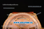 Rolex Day-Date Asia Automatic Yellow Gold Case with Diamonds Markers Orange Dial and Diamonds Bezel (BP)