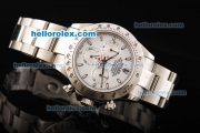 Rolex Daytona Oyster Perpetual Date Swiss Valjoux 7750 Chronograph Movement White Dial with White Stick Marker and SS Strap