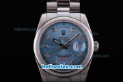 Rolex Day-date Automatic movement Bule Dail SS Case with Diamond Marking