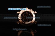 Chopard Happy Sport Chronograph Miyota Quartz Movement Rose Gold Case with Black Dial and Black Rubber Strap Chopard Happy Sport Chronograph Miyota Quartz Movement Rose Gold Case with Black Dial and Black Rubber Strap
