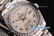 Rolex Day-Date II Automatic Movement White Dial with Silver Rome Numeral Marker and SS Strap